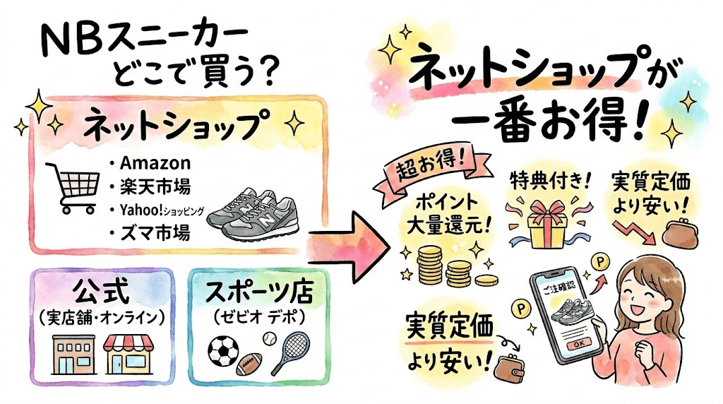 ニューバランススニーカーどこで買う?