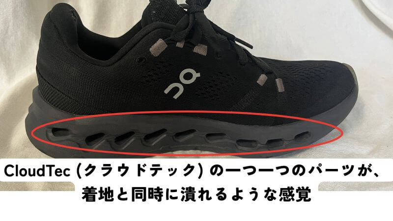 CloudTec (クラウドテック) の一つ一つのパーツが、着地と同時に潰れるような感覚