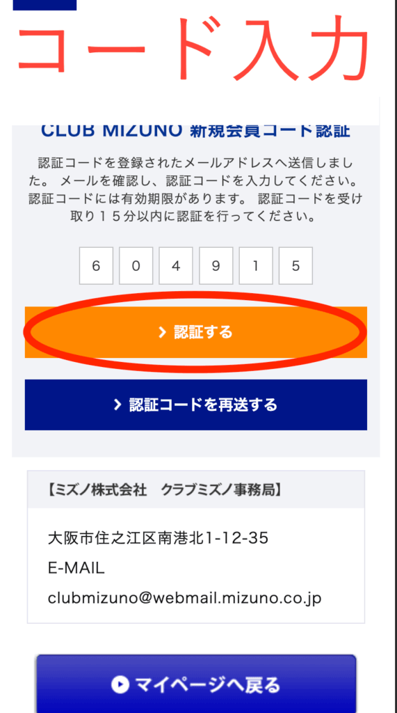 メールで見たコード