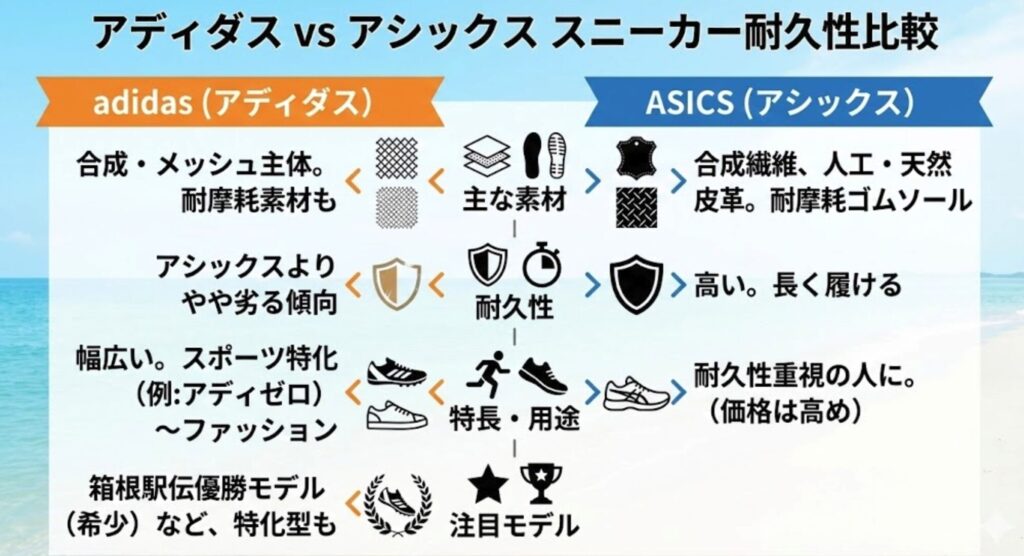 アシックスとアディダスの耐久性の違い