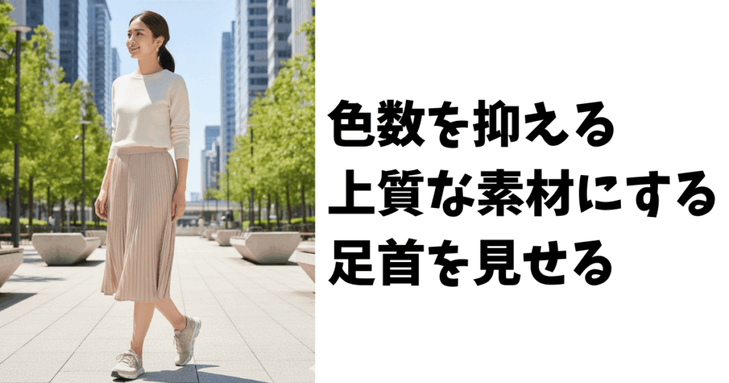 運動靴に見えてしまわないように工夫する