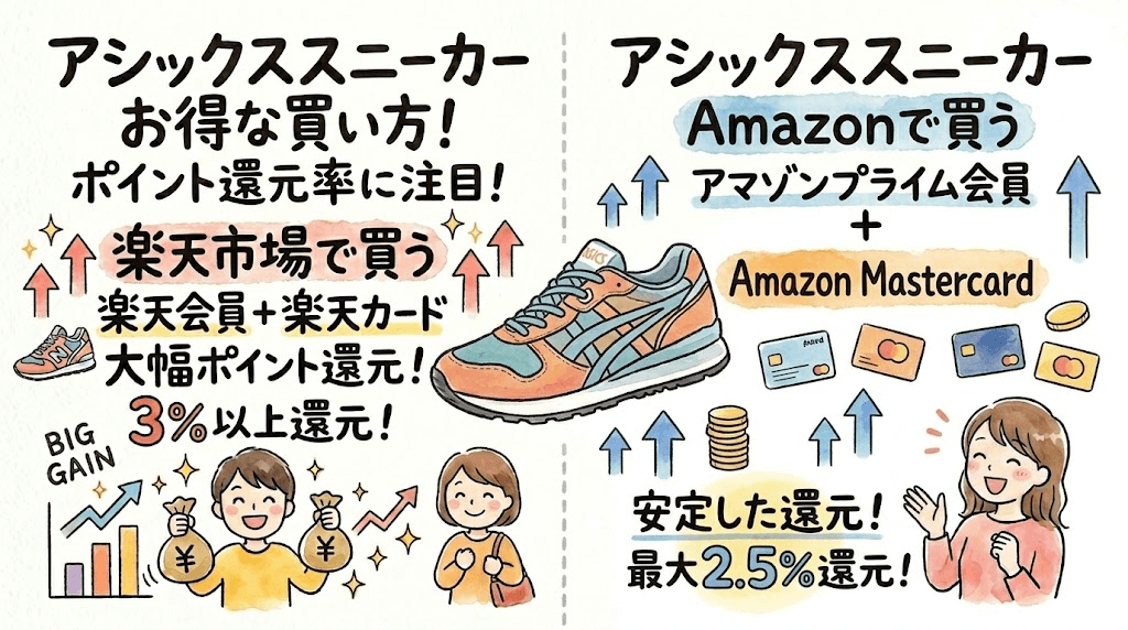 アシックススニーカーオトクな買い方