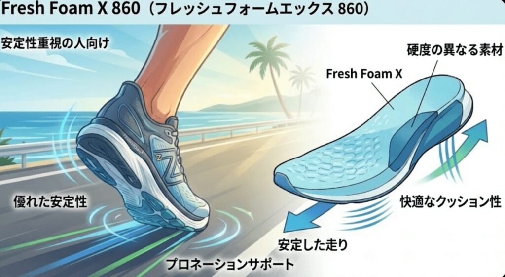 軽さ重視の人向けFresh Foam X 860（フレッシュフォームエックス 860）です。