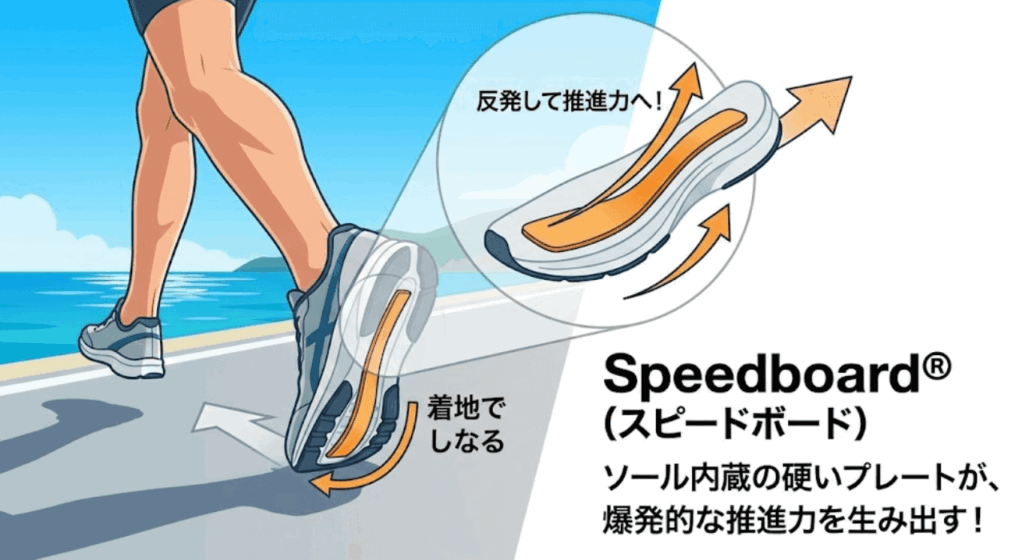 Speedboard®（スピードボード）ソールに内蔵された硬い板状のプレート
