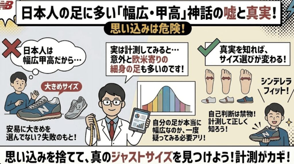 日本人の足に多い「幅広・甲高」神話の嘘と真実