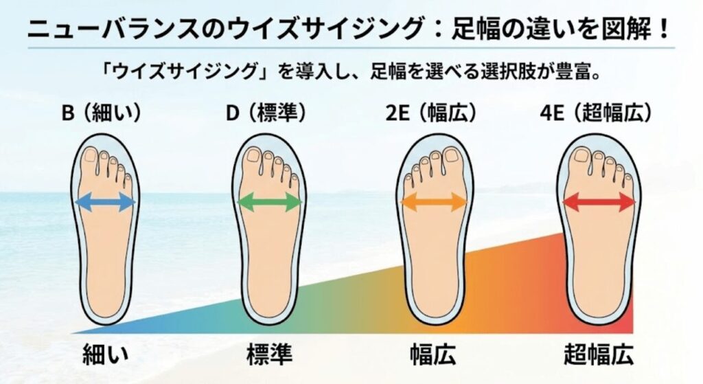 ニューバランスは「ウイズサイジング」を導入し、足幅を選べる選択肢が豊富