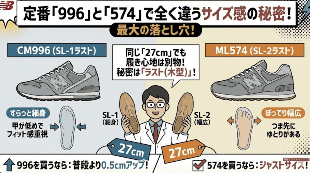 定番「996」と「574」で全く違うサイズ感の秘密