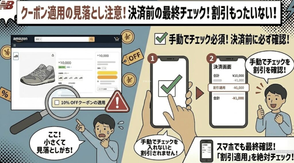 クーポン適用の見落とし注意！決済前の最終チェック