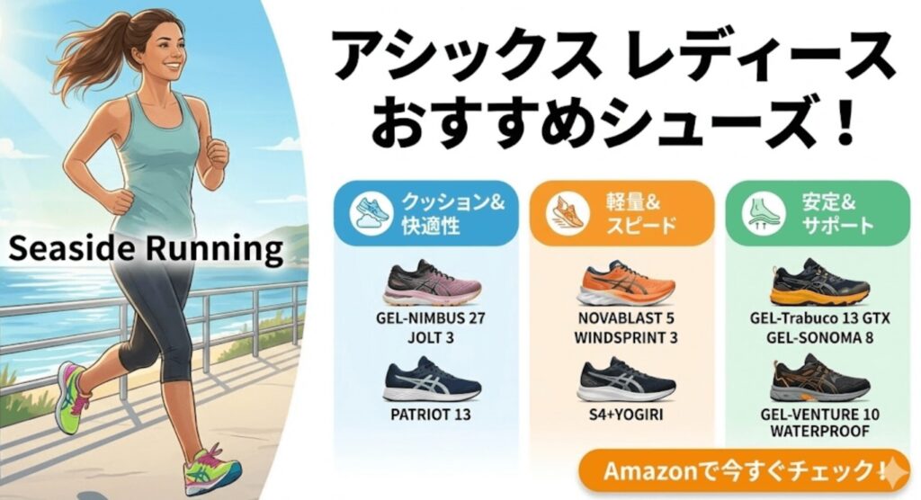アシックスランニングシューズ!レディースおすすめ