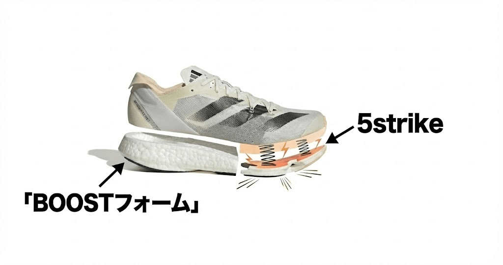 アディダスの靴底ソール:BOOSTフォーム、5strike
