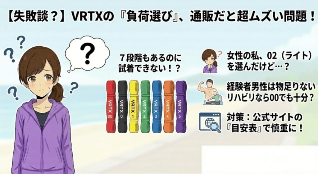 初心者は「負荷選び」に迷う（7段階もある）