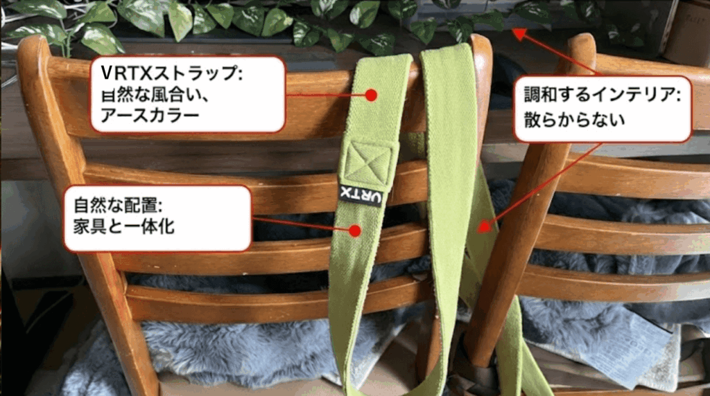 VRTXフィットネスバンドをそのまま置いていますが、インテリアの邪魔をしません