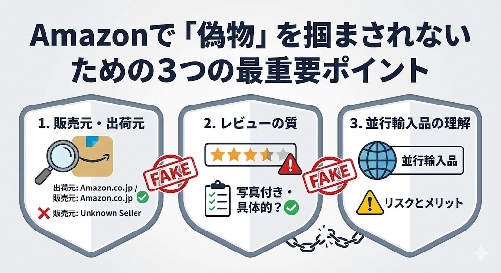 Amazonで「偽物」を掴まされない！3つの最重要ポイント