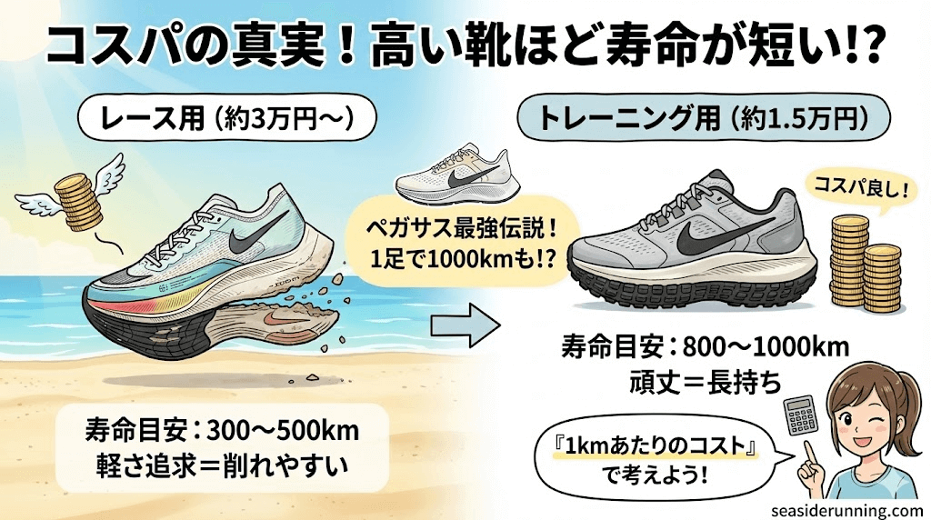 コスパの真実!ナイキランニングシューズチャートには載らない耐久性を解説