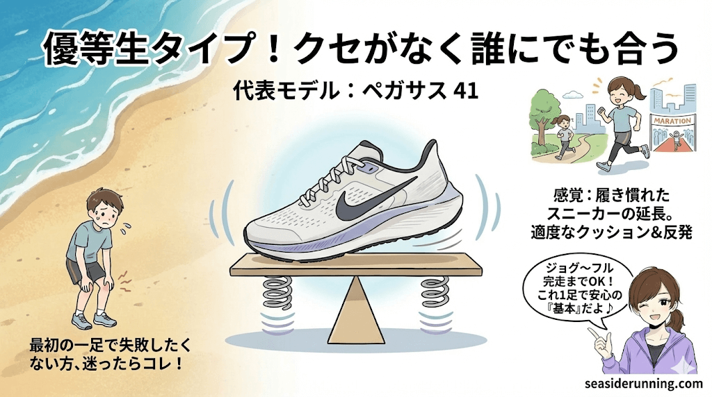 優等生タイプ!クセがなく、誰にでも合うシューズ:ペガサス 41