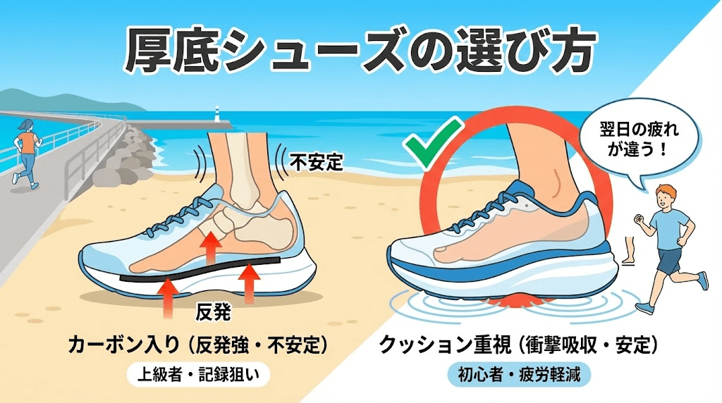 流行りの厚底は、足の疲労軽減