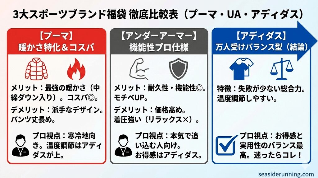 アディダス福袋とライバル商品を徹底比較