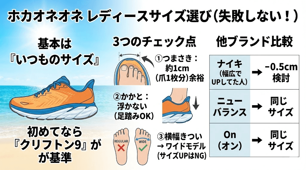 まとめ：最高の履き心地を！ ホカオネオネのサイズ感（レディース）の選び方