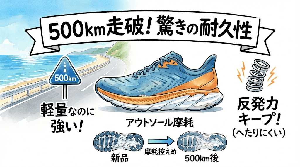 耐久性：走行距離500km走っても強い