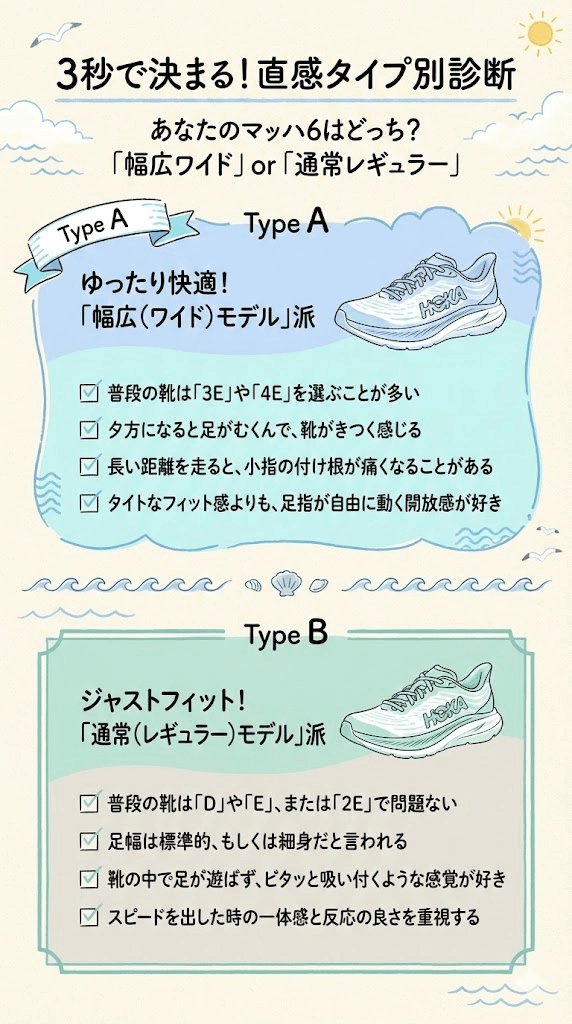 あなたのマッハ6はどっち？「幅広ワイド」か通常レギュラーサイズ感