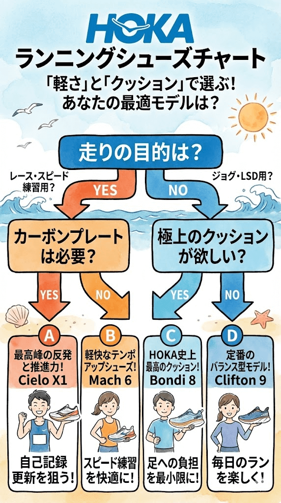 HOKAのランニングシューズをチャート2026