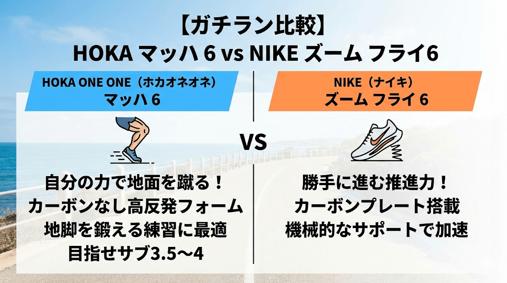 マッハ6とVS ナイキ（ズーム フライ 6）との比較