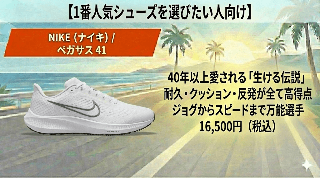 1番人気シューズを選びたい人向け:ペガサス 41 (Pegasus 41)