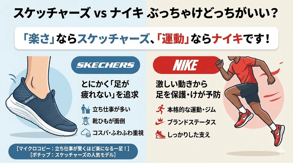 スケッチャーズとナイキ、ぶっちゃけどっちがいいの？