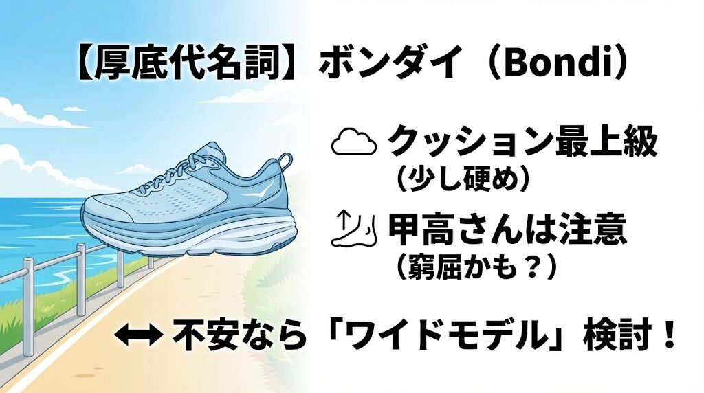 厚底の代名詞「ボンダイ」のホカオネオネのサイズ感（レディース）