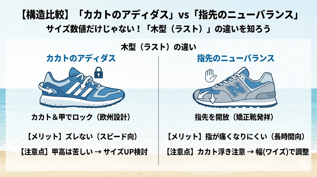 サイズ数値だけじゃない！「木型（ラスト）」の違いを知ろう