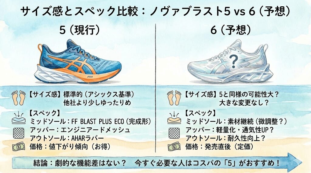 サイズ感とスペック比較:ノヴァブラスト5と6(予想)の違い
