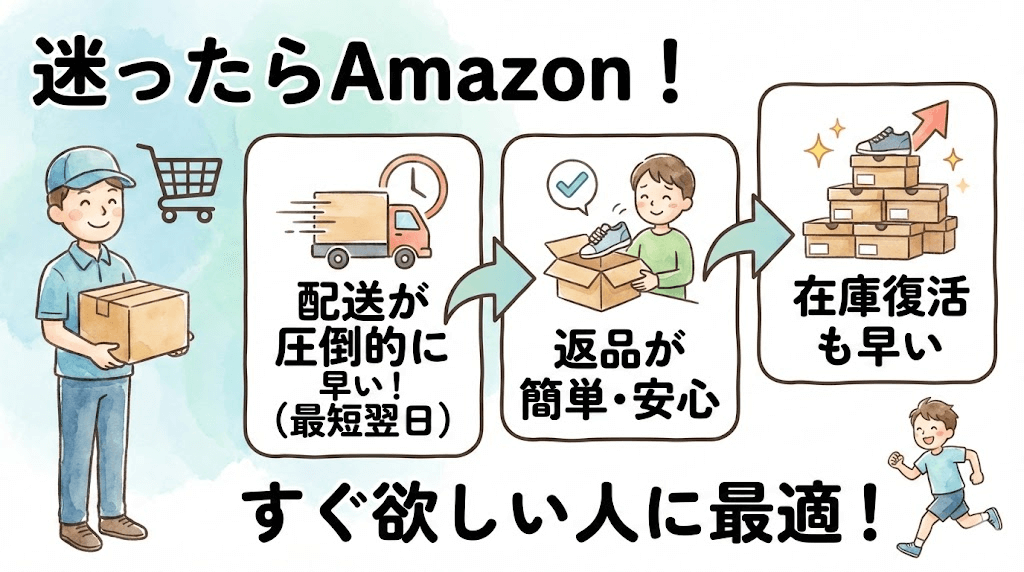迷ったらココ！ 配送が早く返品も安心な「Amazon」
