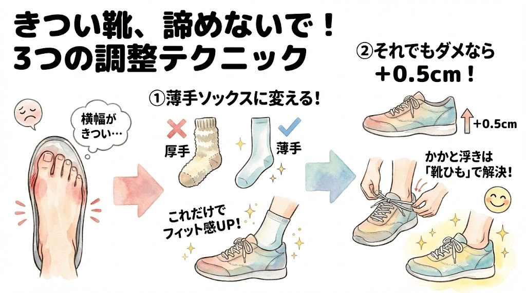 きつい靴、諦めないで！調整テクニック