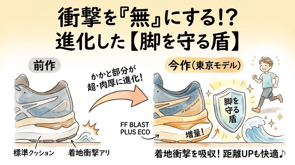 クッション性：良い！「脚を守る盾」のようなクッション