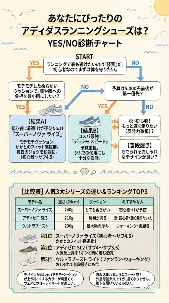 女性ランナーがぜったいに失敗しないアディダスランニングシューズTOP3」