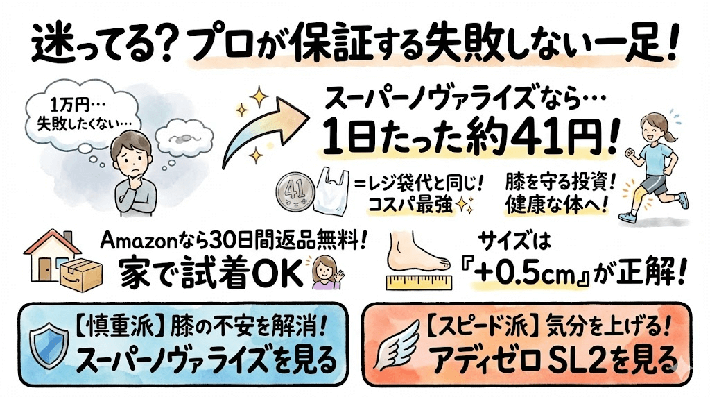 まとめ:まだアディダスランニングシューズレディースをどれにするか迷っているあなたへ。プロが「失敗しない一足」を保証します!