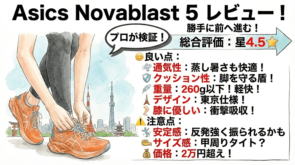 Asics Novablast 5東京レビュー！勝手に足が前にでやすいランニングシューズ
