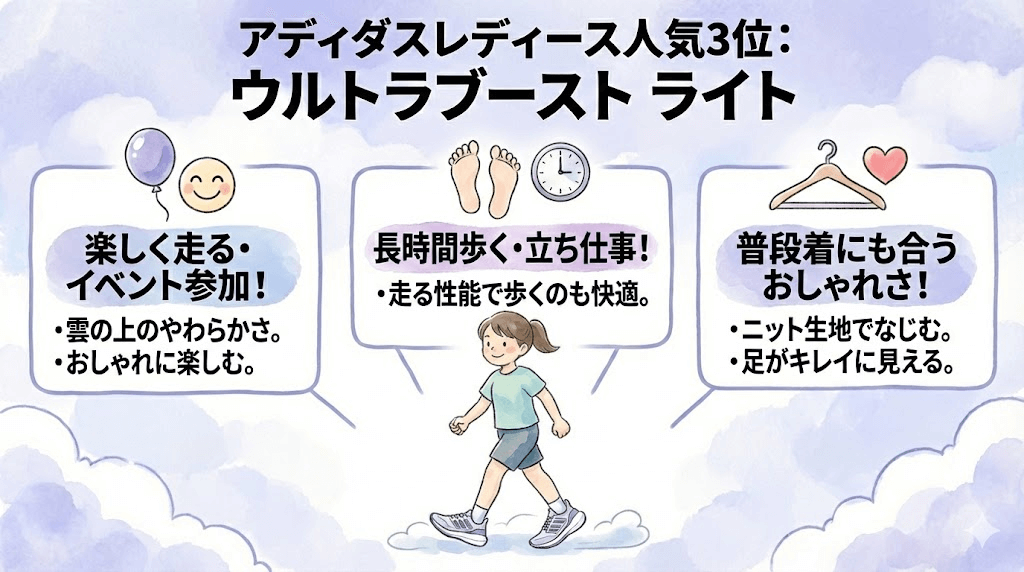 アディダスランニングシューズレディース人気3位:ウルトラブースト ライト