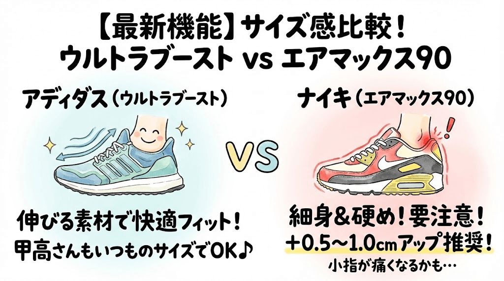 【最新機能あり】ウルトラブースト vs エアマックス90