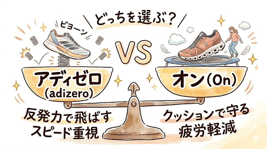 アディゼロとオンのレーシングシューズの比較