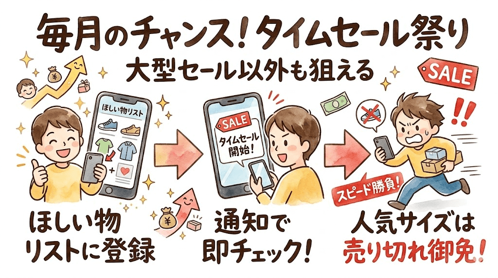 毎月の「タイムセール祭り」も見逃せないチャンス