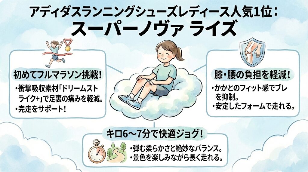 アディダスランニングシューズレディース人気1位:スーパーノヴァ ライズ