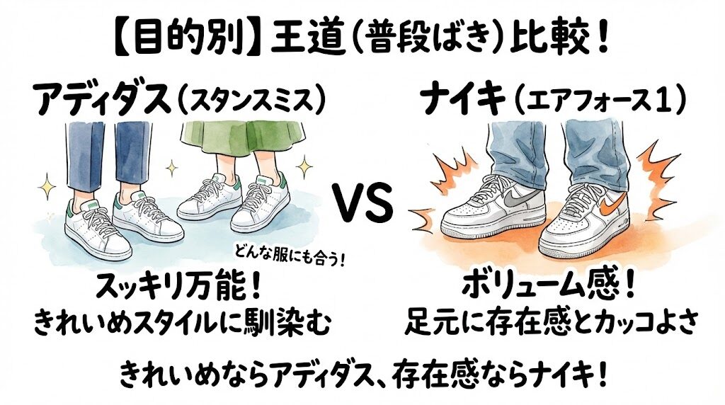 【王道！普段履き】スタンスミス vs エアフォース1