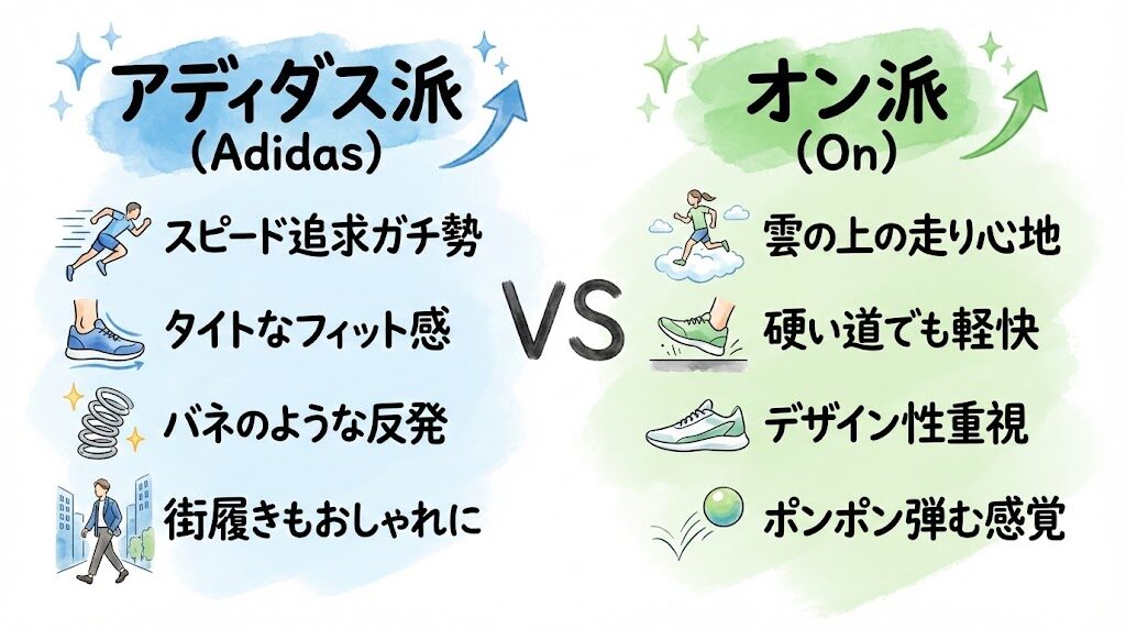 アディダスとオンどっちがいい？