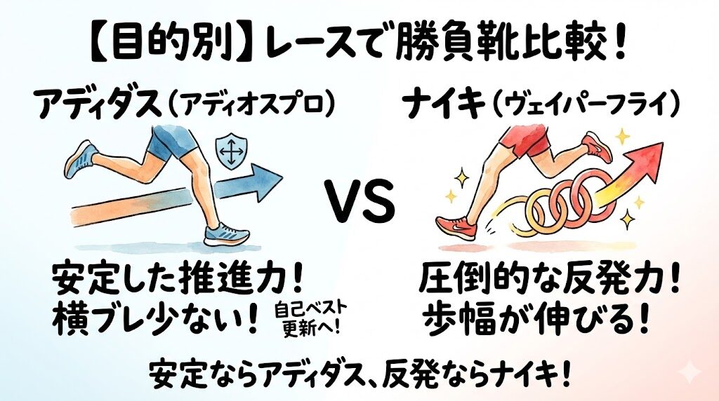 【レースで勝負靴】アディオスプロ vs ヴェイパーフライ