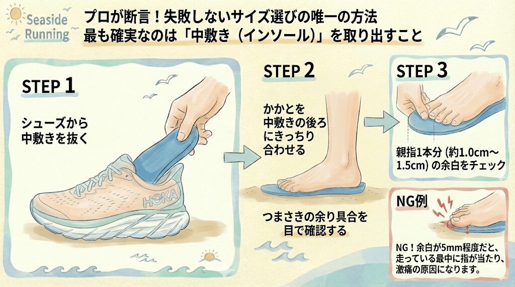ホカオネオネサイズ確認手順は簡単