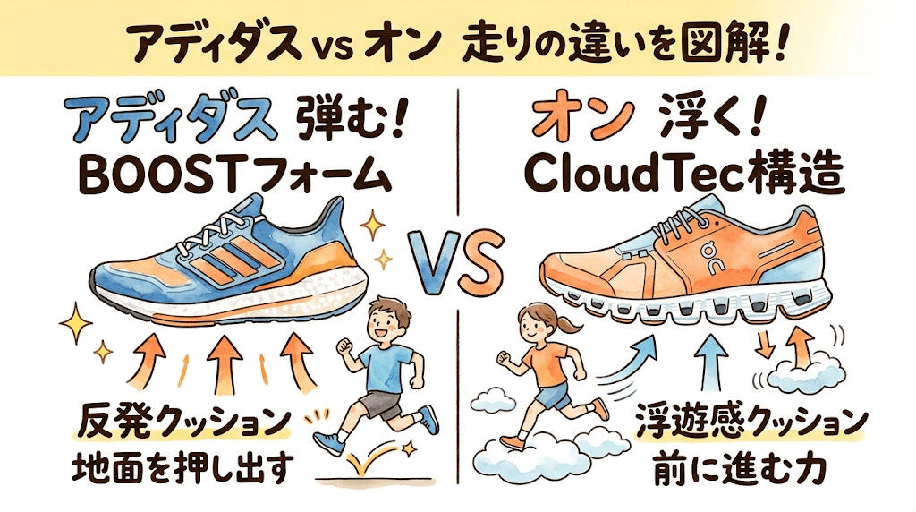 【テクノロジー比較】アディダスとオン、独自の走りを生む構造の違い