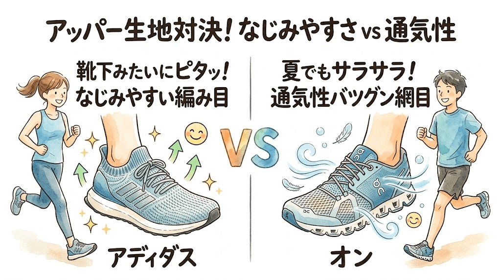 靴の表面(アッパー)：なじみやすさ vs 通気性