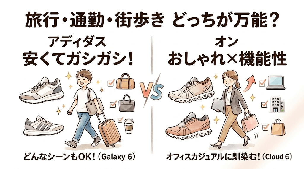 旅行・通勤・街歩き：私服に合う万能モデルはどっち？
