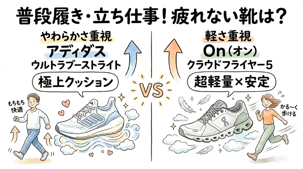 普段履き・立ち仕事：長時間疲れないのはどっち？
